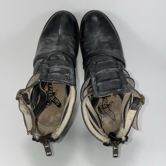 Freebird By Steven Stair Distressed Leather Womens Ankle Boots Size 6 Black - Picture 7 of 11